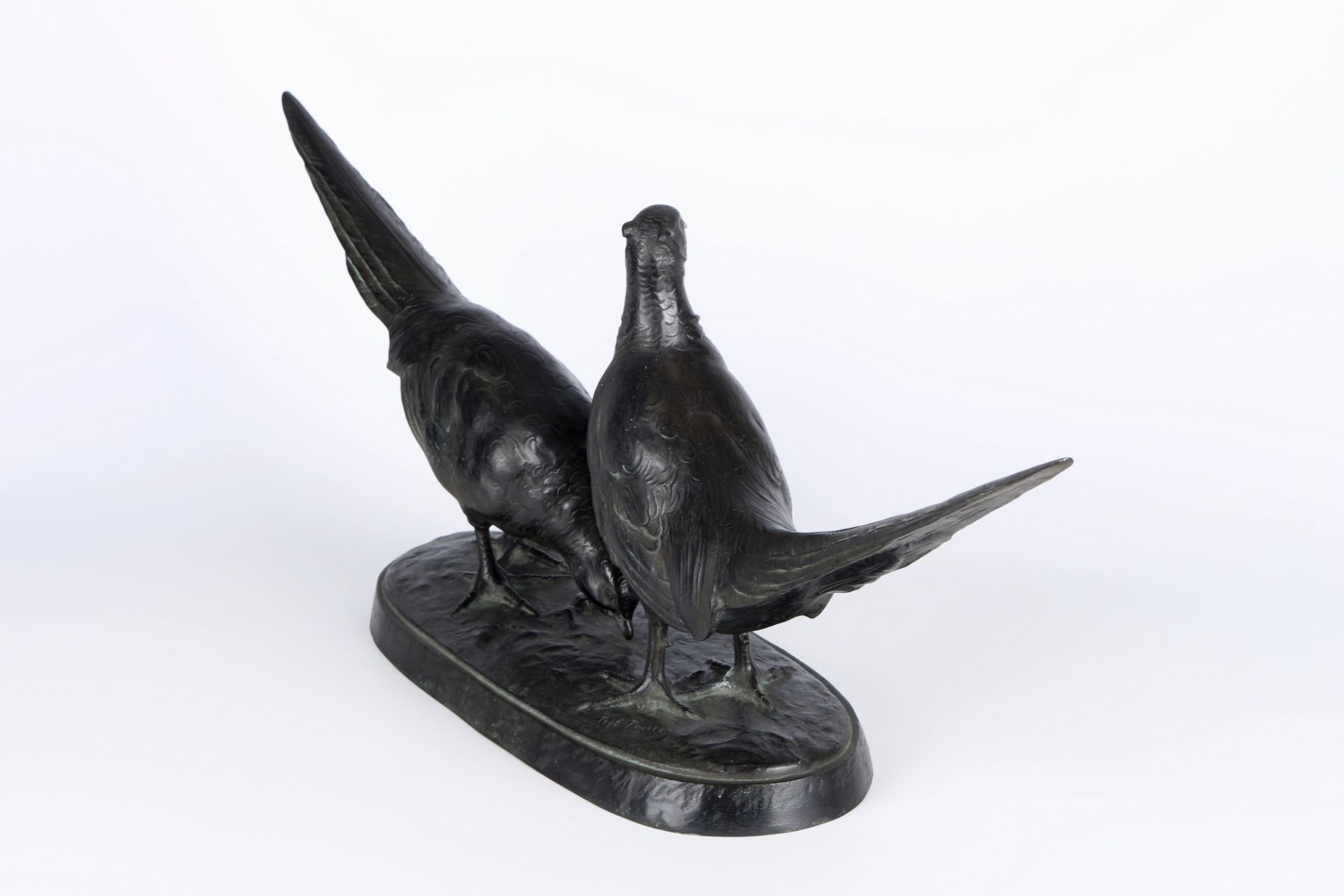 Otto Poertzel (1876-1963) Bronze Fasanenpaar, pair of bronze pheasants, - Image 4 of 6