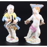 Meissen 2 verkleidete Amoretten mit Pistole und Säbel 1.Wahl, disguised cupids,