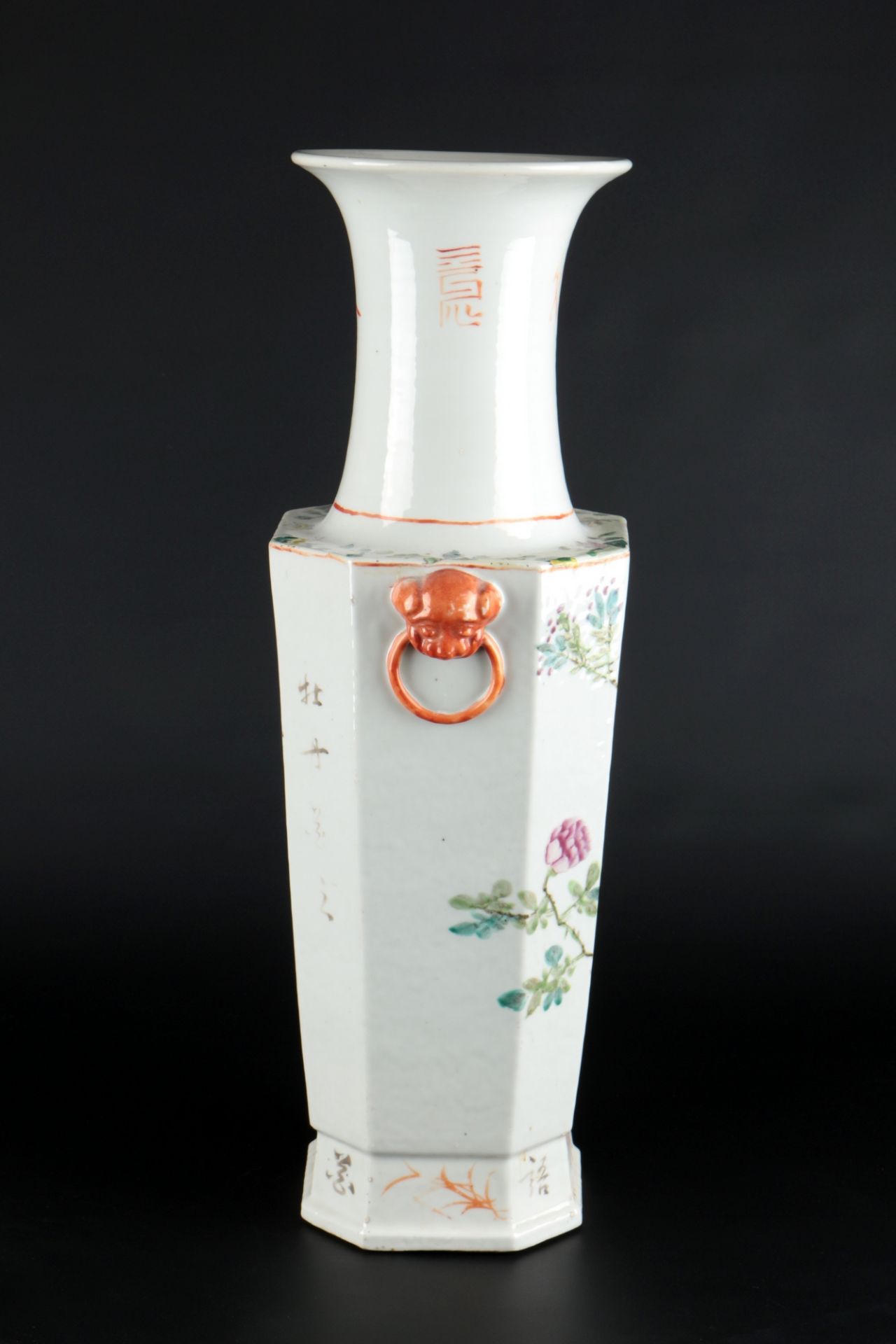 China große oktogonale Vase Qing Dynasty, chinese octagonal vase 19th century, - Image 2 of 5