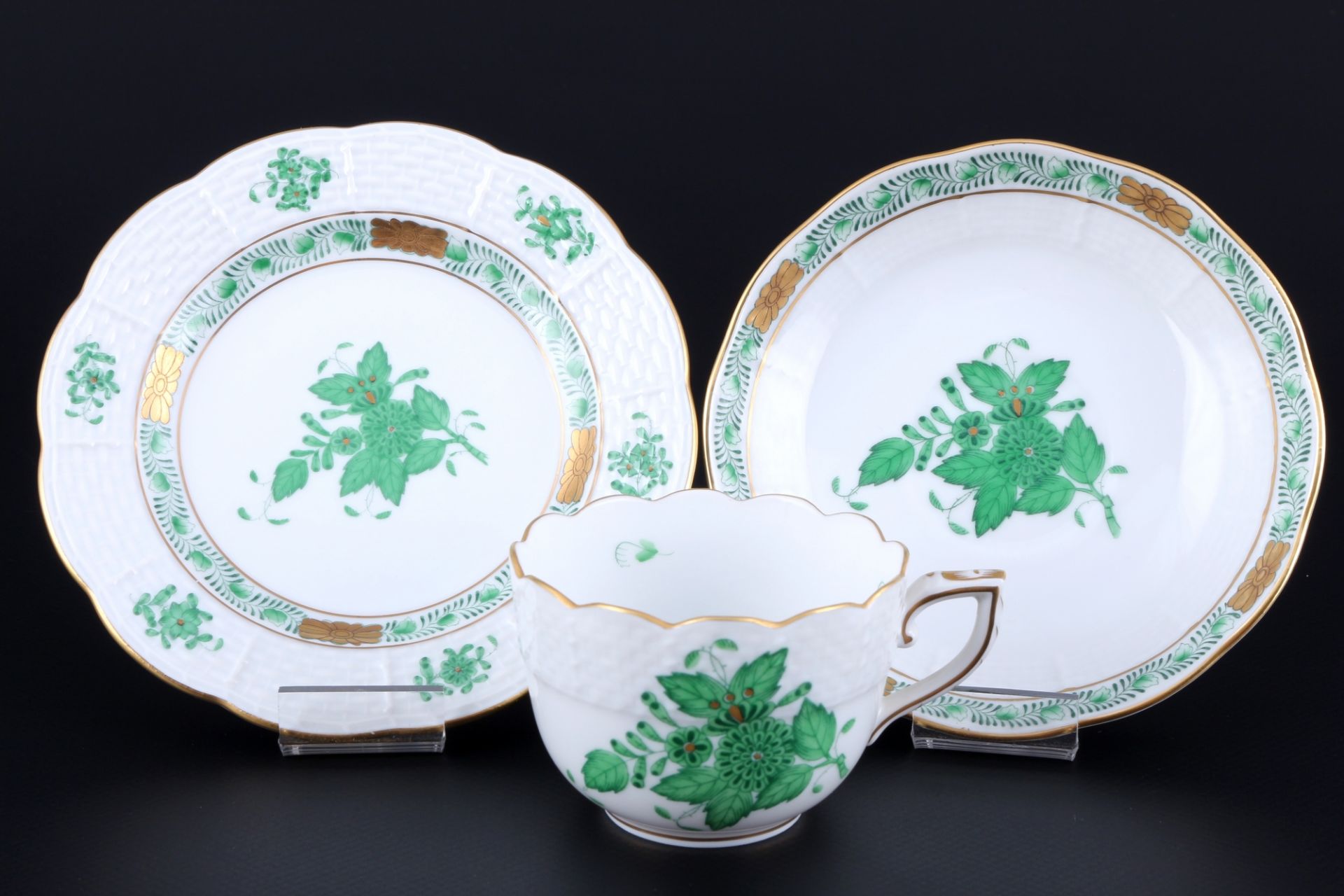 Herend Apponyi Vert 11 Mokkagedecke, mocha coffee cups with saucer and plates, - Bild 2 aus 6