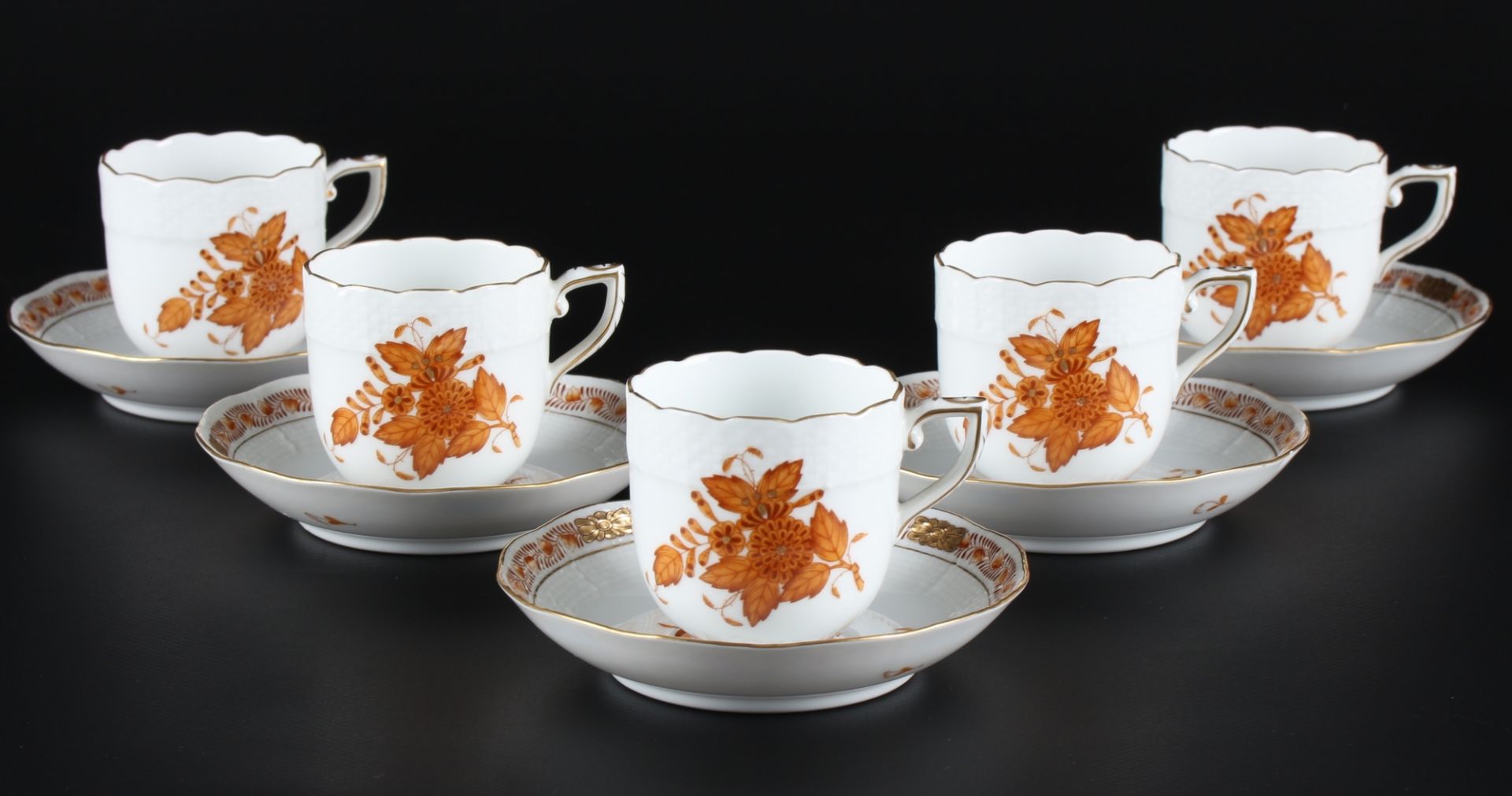 Herend AM Apponyi Braun 5 Mokkatassen, coffee cups,