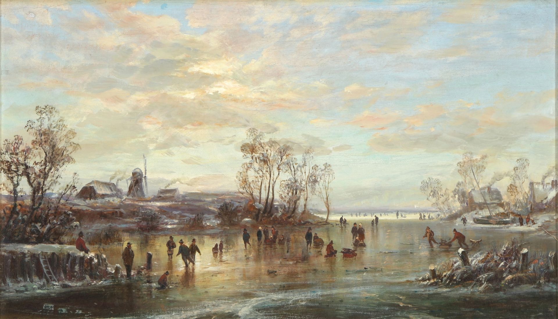 Niederländischer Maler Eisvergnügen, dutch painter, wintry landscape