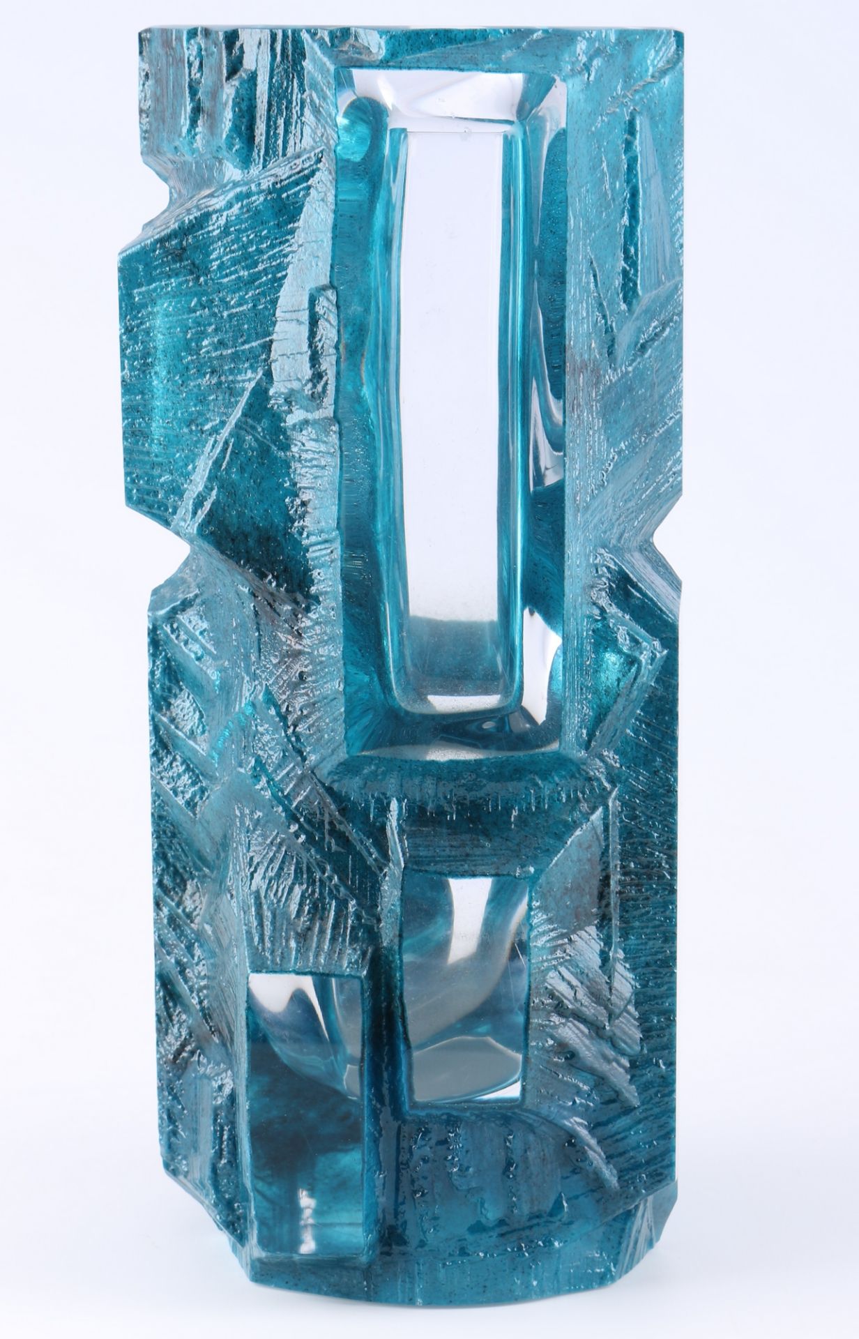 Daum Blockvase, César Baldaccini (1921-1998) für Daum, heavy glass vase,