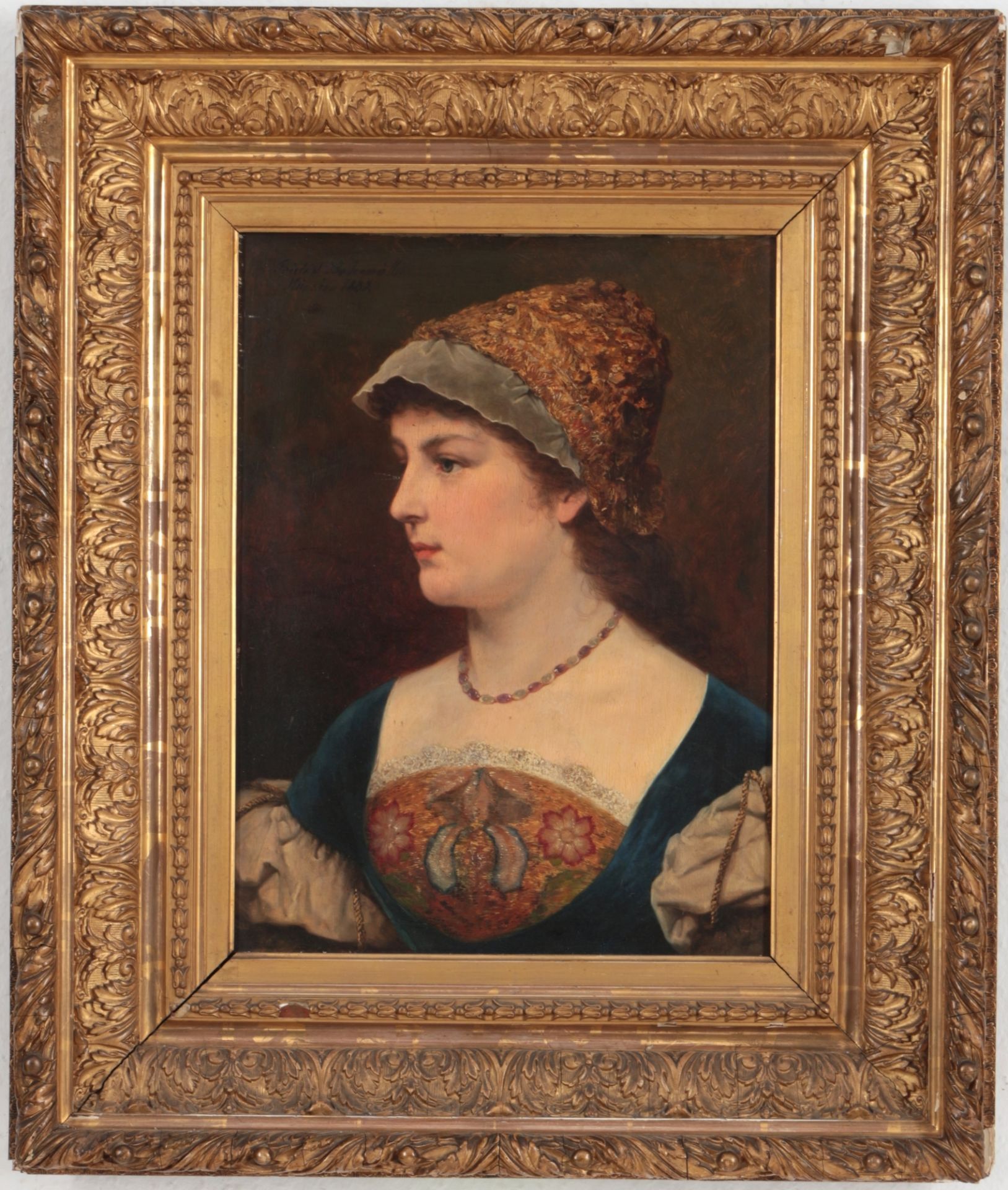 Friedrich Bodenmüller (1845-1913) Portrait einer jungen Frau 1882, portrait of a lady Munich 1882 - Bild 2 aus 4
