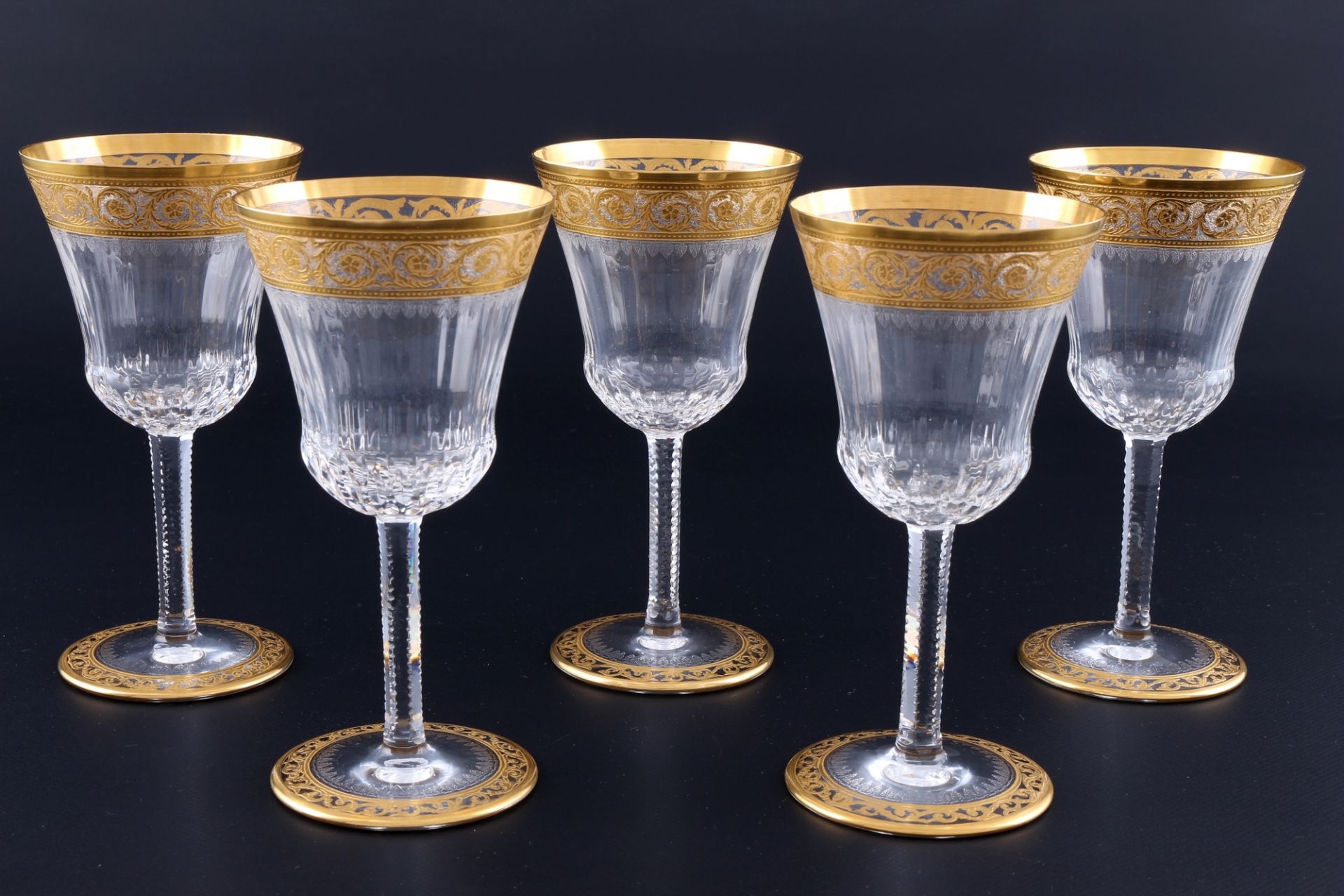 St. Louis Thistle Gold 5 Weingläser, crystal wine glasses,