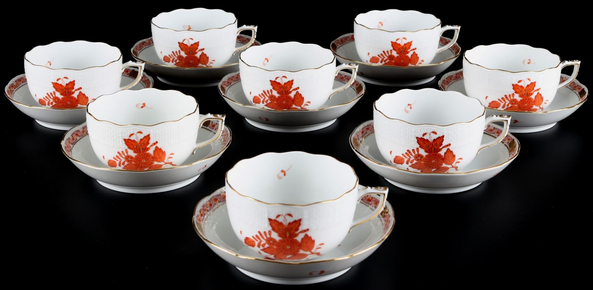 Herend AOG Apponyi Orange 8 Teetassen, tea cups,