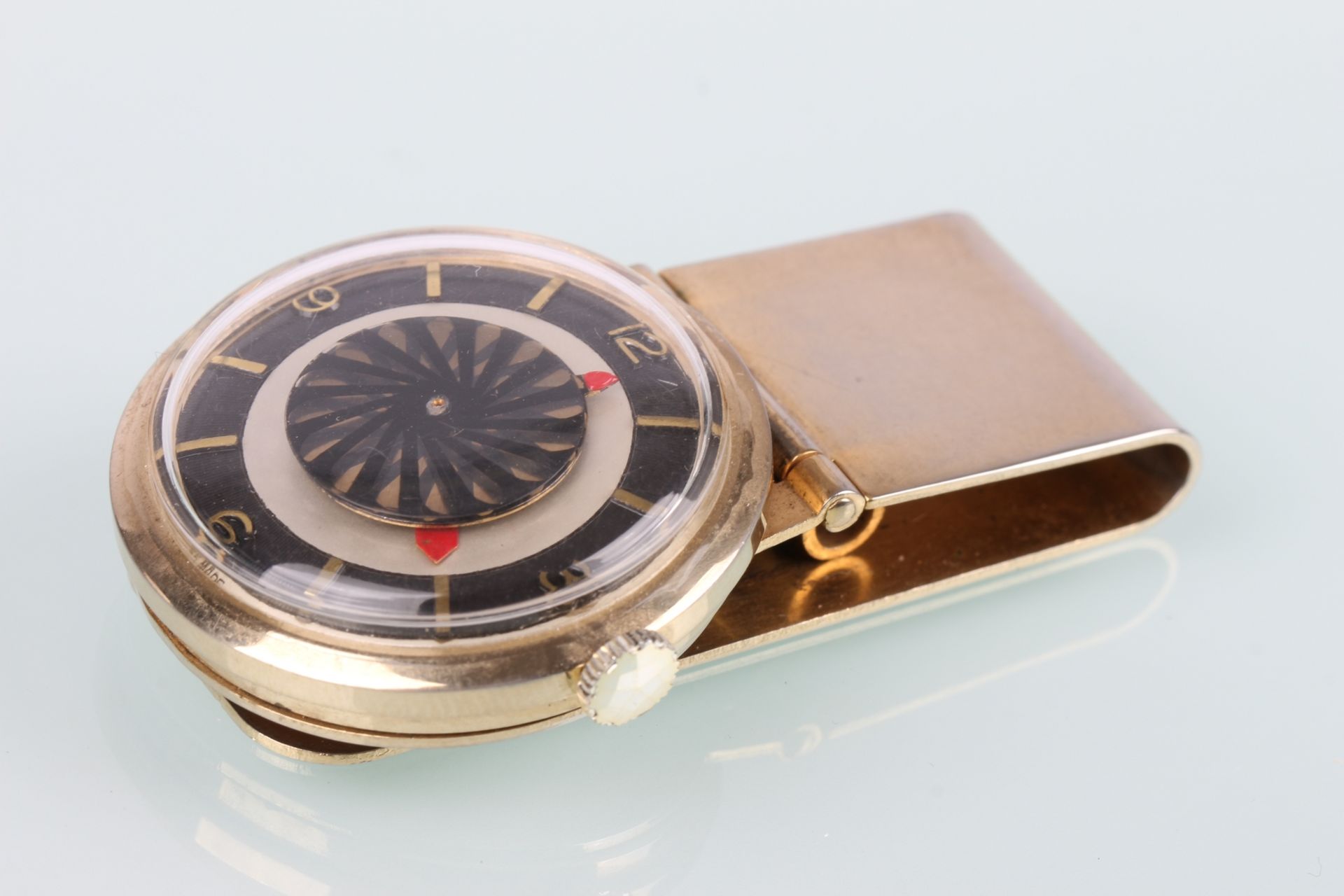 Kaleidoskop Uhr Mystery als Geldscheinklammer Swank, 60er Jahre, money clip with watch, - Bild 3 aus 5