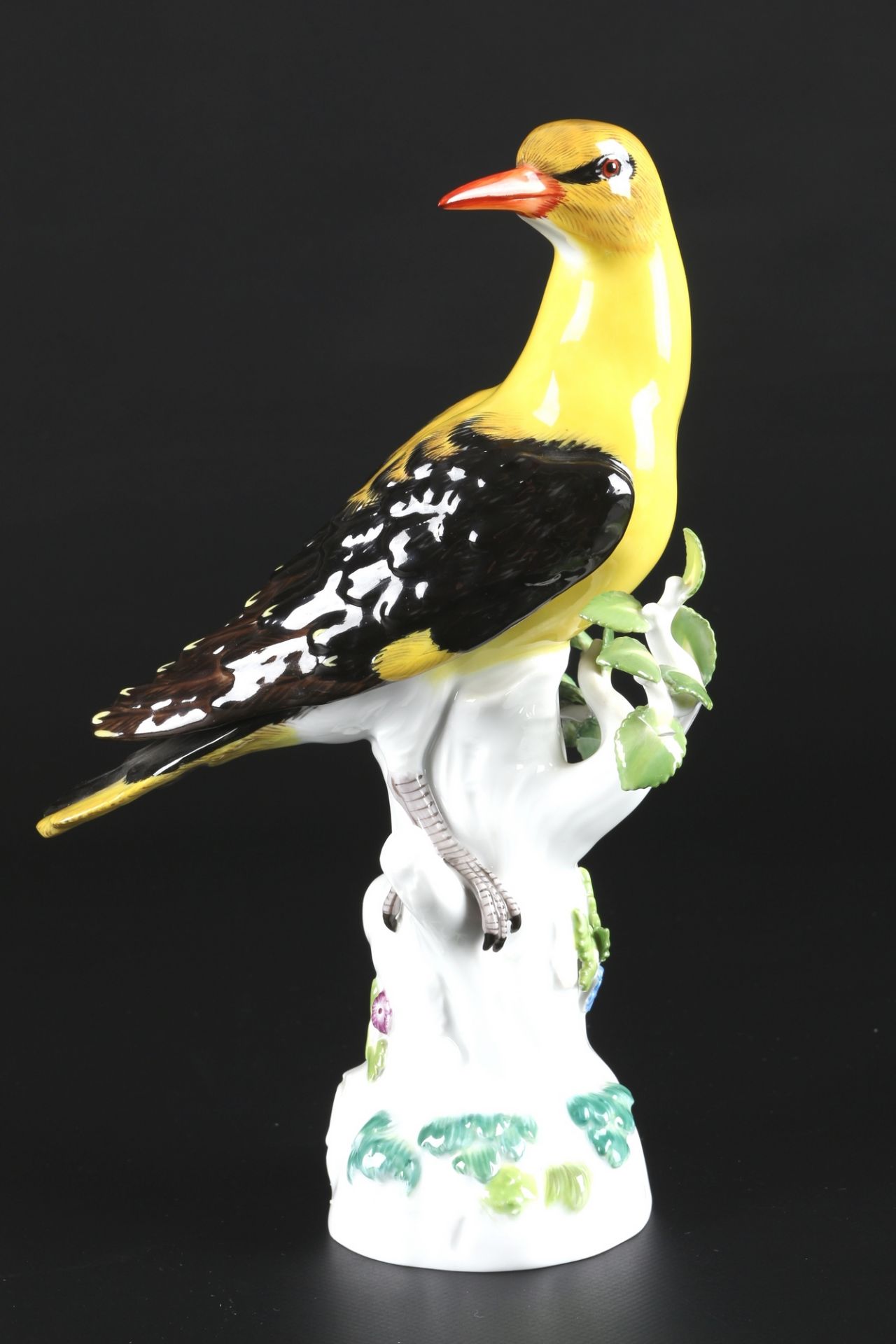 Meissen Pirol auf Stamm 1.Wahl, porcelain bird,