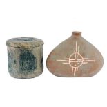 Zwei Künstlerkeramiken, Deckeldose und Vase, pottery vase and box with cover,