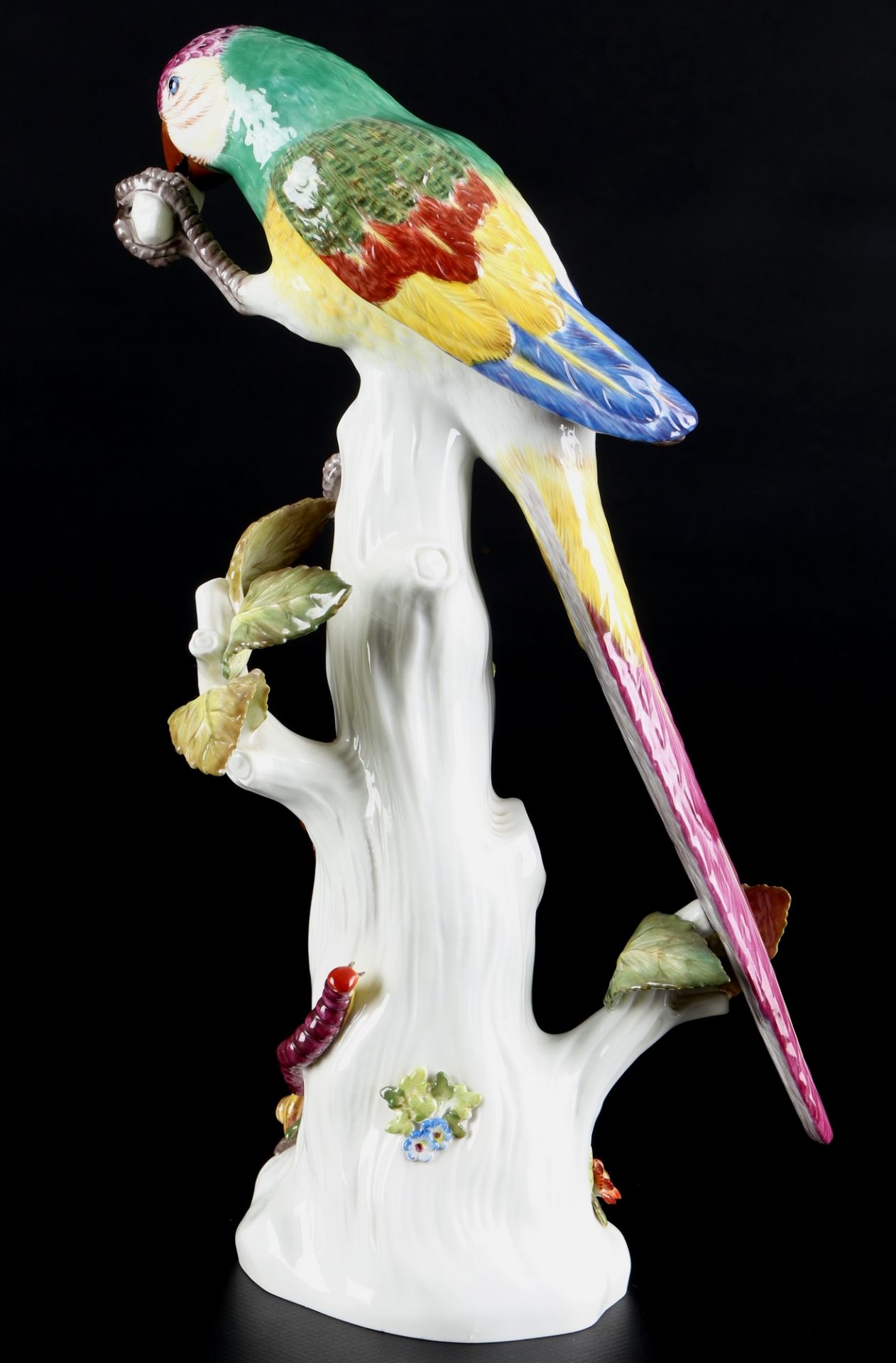 Meissen Papagei auf Baumstumpf 1.Wahl, parrot on tree trunk, - Image 3 of 7