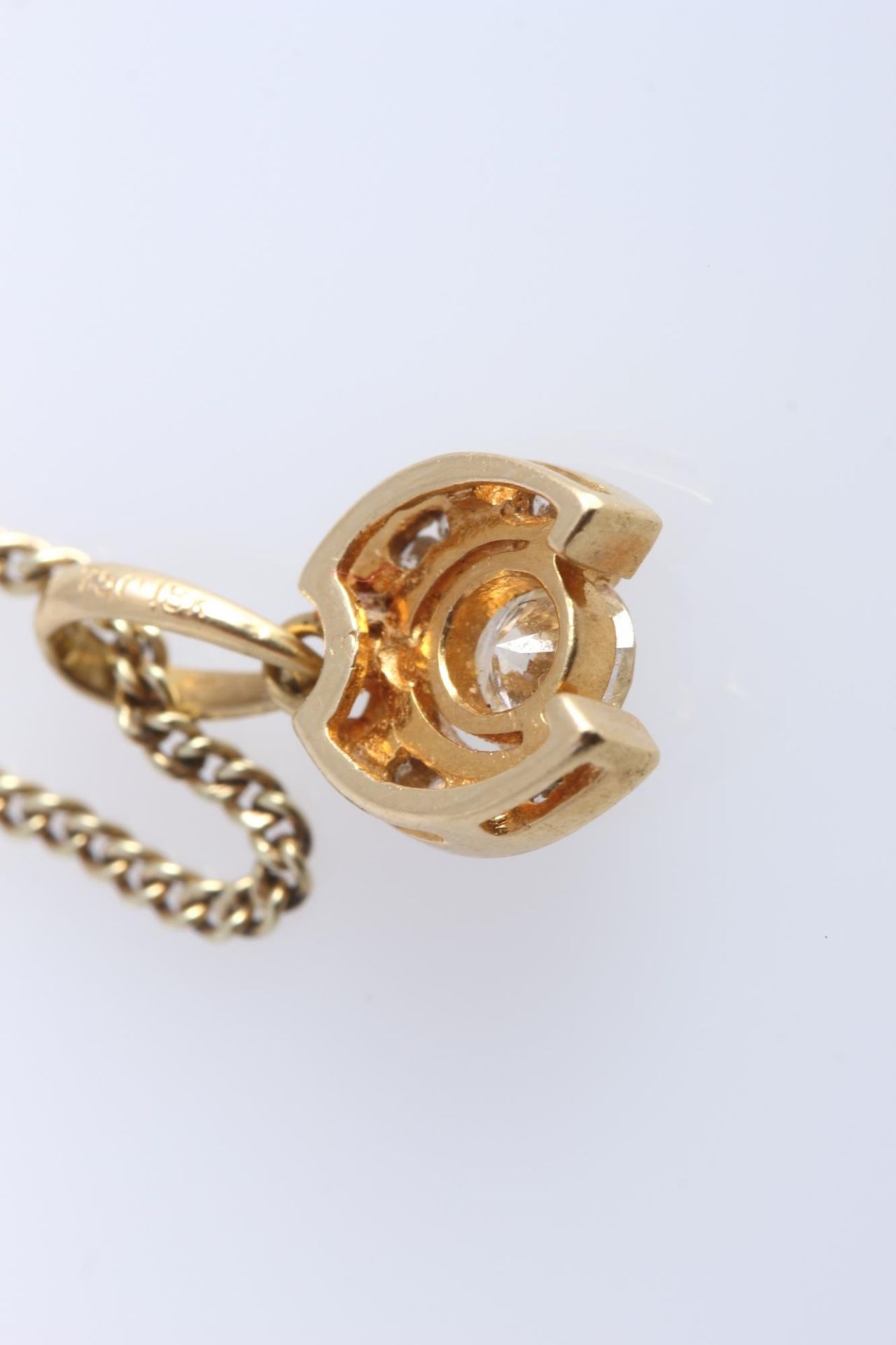 750 Gold Hufeisenanhänger Brillant 0.25ct an 585 Gold Kette, 18K diamond pendant with 14K necklace, - Bild 4 aus 5