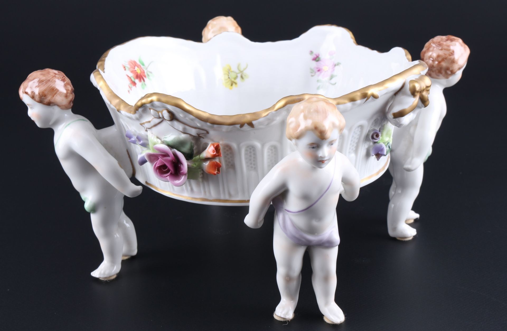 PMP Plaue Apfelbaum Tafelaufsatz und Puttenschale, appletree centerpiece and cherub bowl, - Image 6 of 7