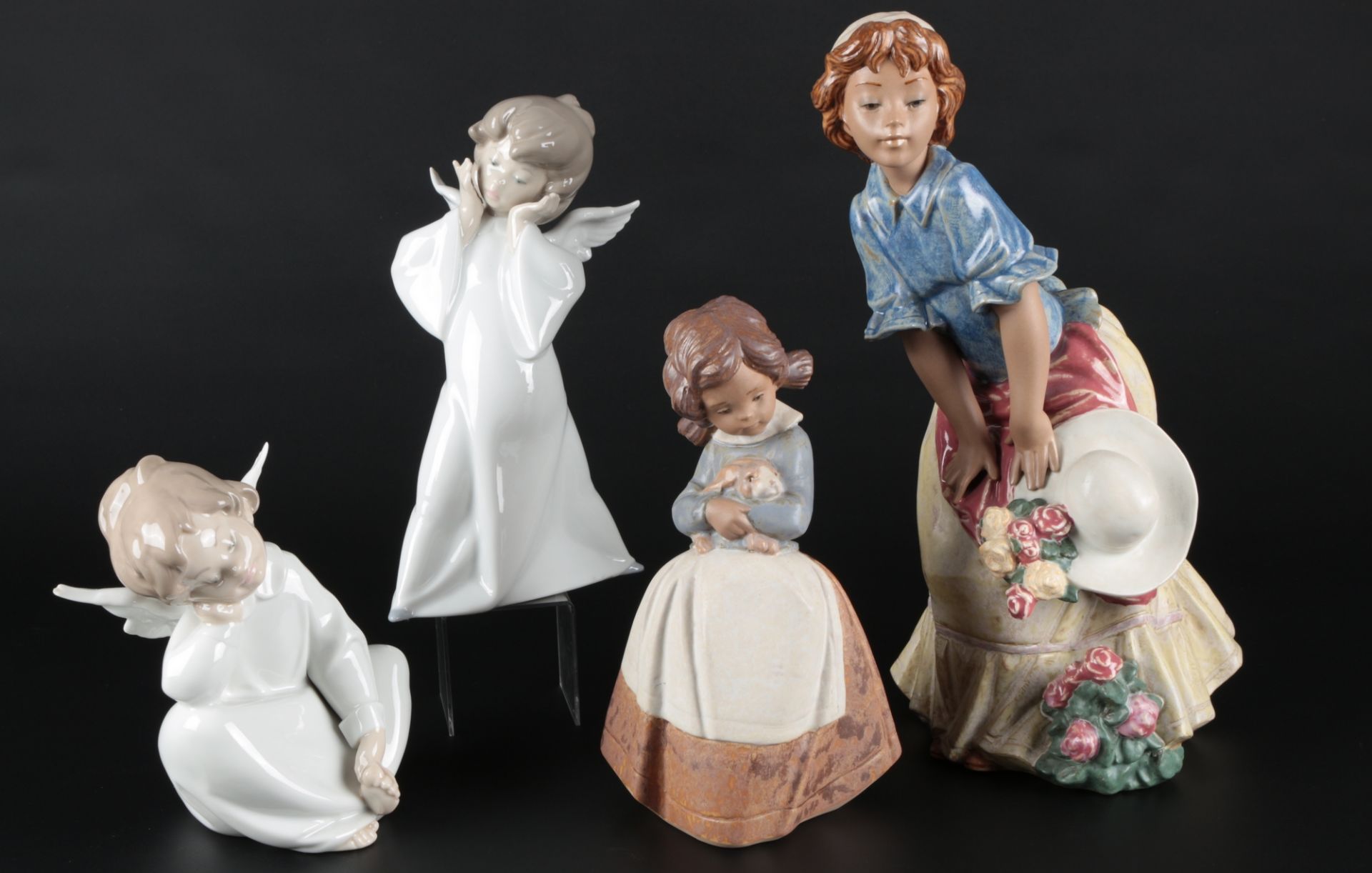 Lladro 4 Figuren - Mädchen und Engel, porcelain figures,