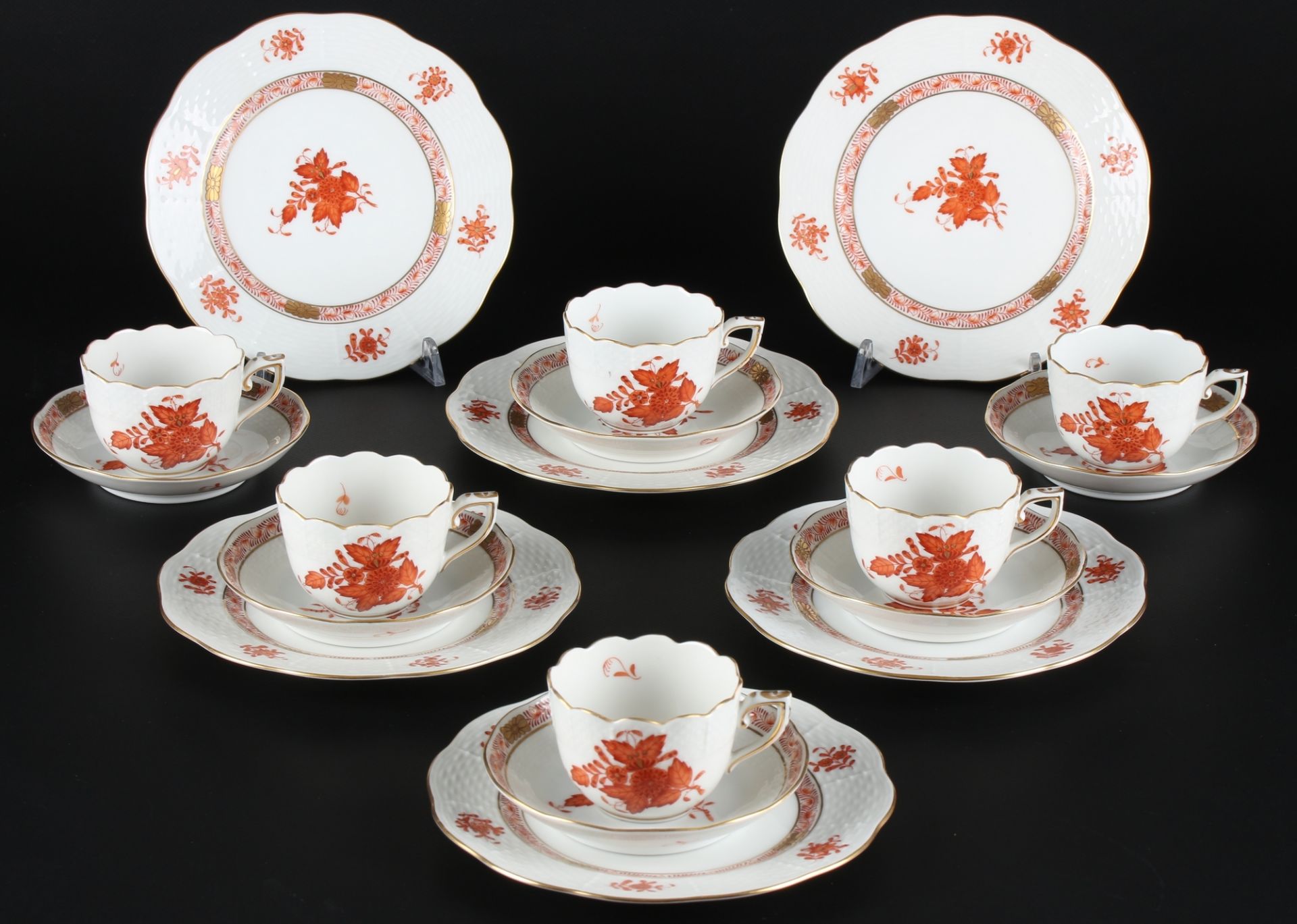 Herend AOG Apponyi Orange 6 Mokkagedecke, mocha coffee cups,