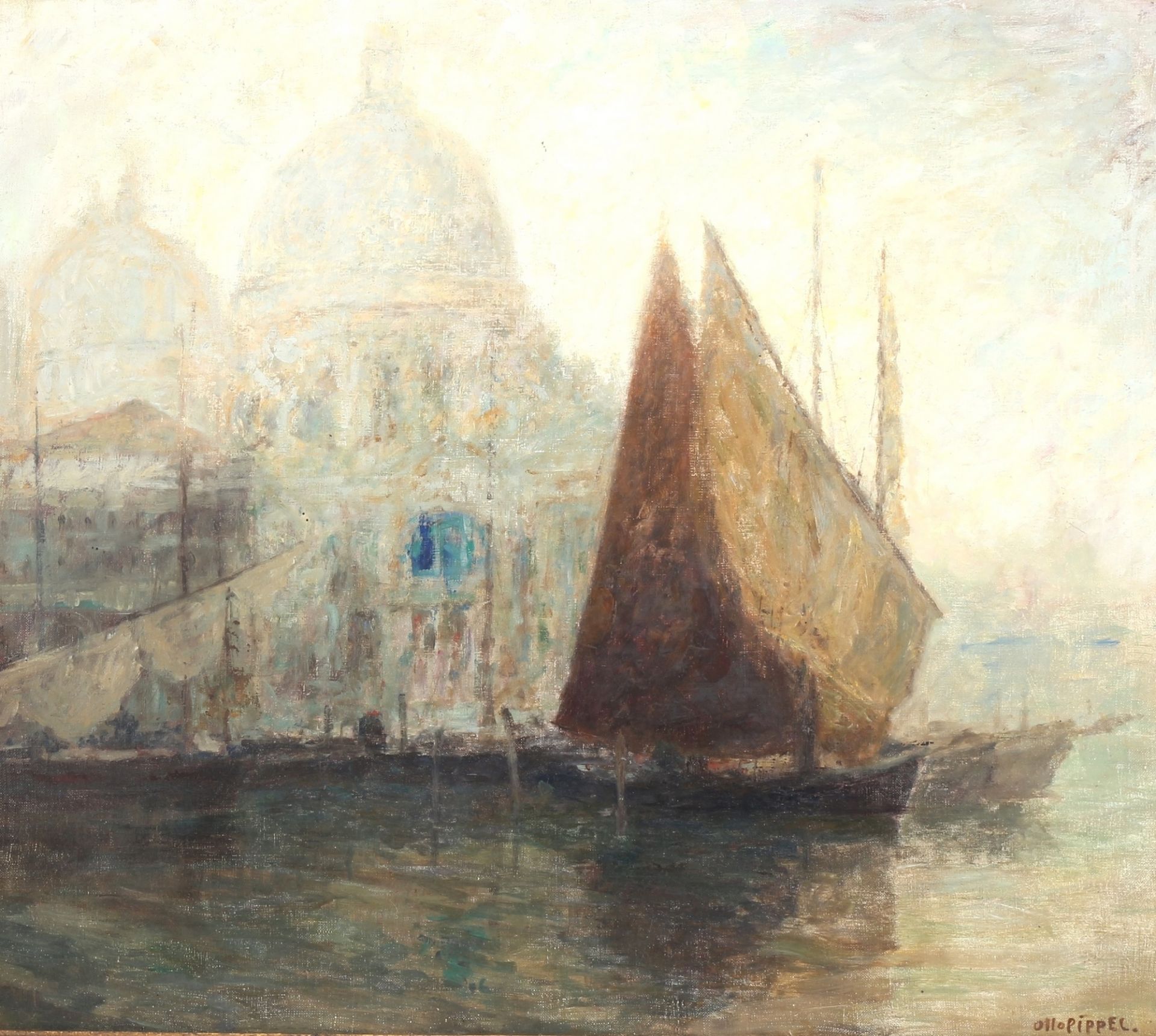 Otto Pippel (1878-1960) wohl, Venedig - Anlegestelle mit Blick auf den Markusdom, venice view,