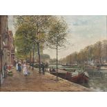 Heinrich Hermanns (1862-1942) Amsterdam Prinsengracht, Amsterdam cityscape,