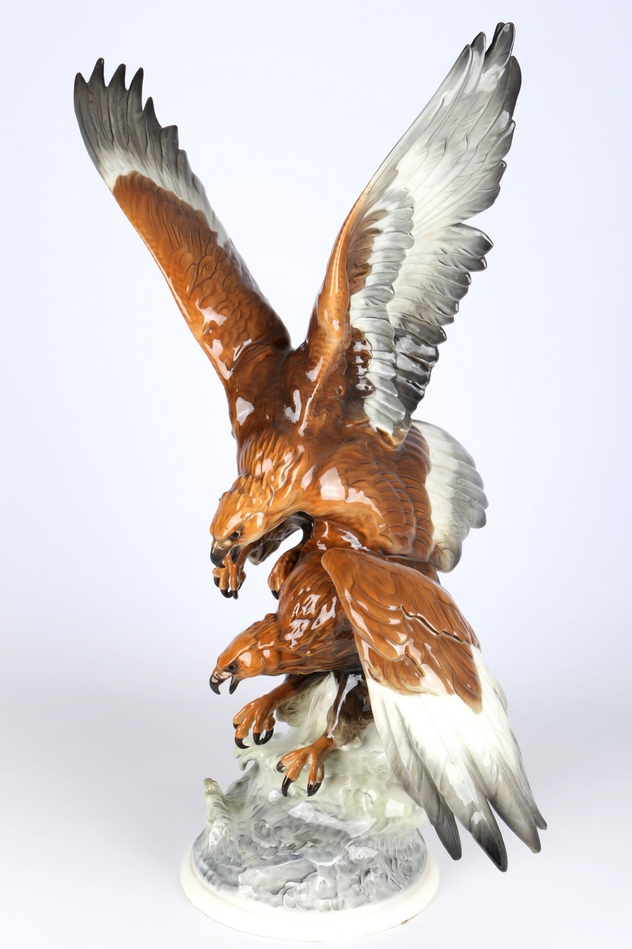 Hutschenreuther riesiger Steinadler / Adlerpaar H 64 cm, porcelain golden eagle, - Bild 2 aus 6