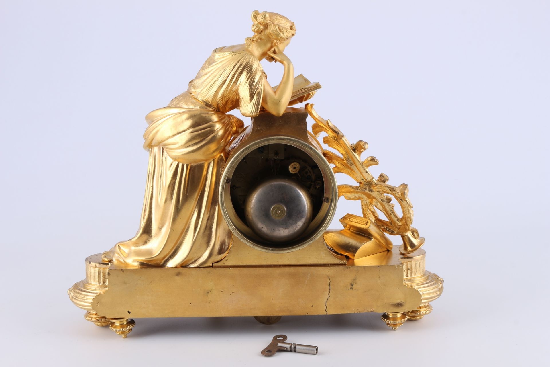 Kaminuhr Bronze 19. Jahrhundert, french bonze mantel clock 19th century, - Bild 5 aus 5