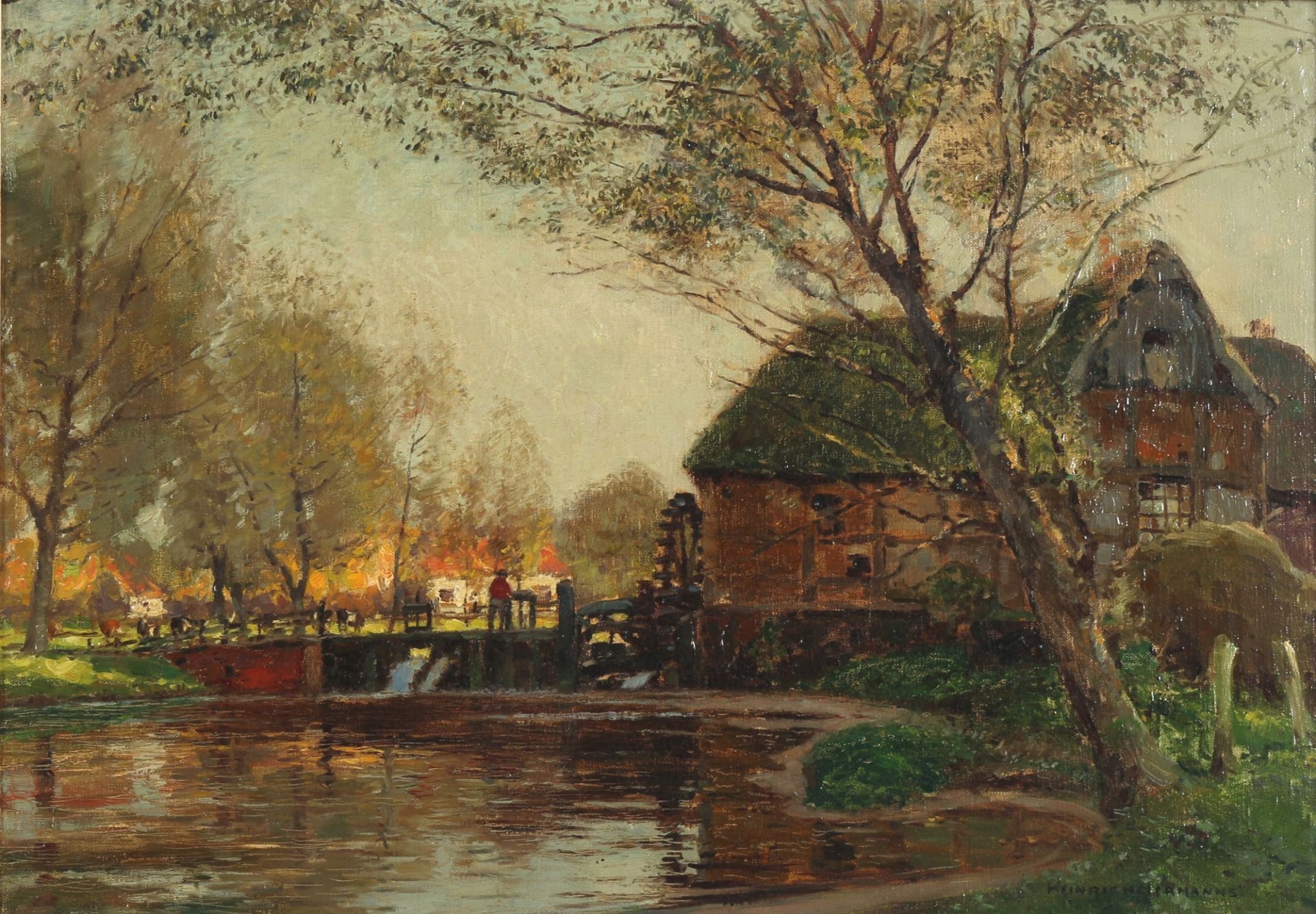 Heinrich Hermanns (1862-1942) niederländische Wassermühle, dutch watermill,