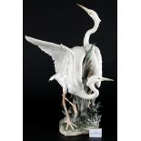 Lladro übergroße Figur Reiher H 57 cm, porcelain herons,