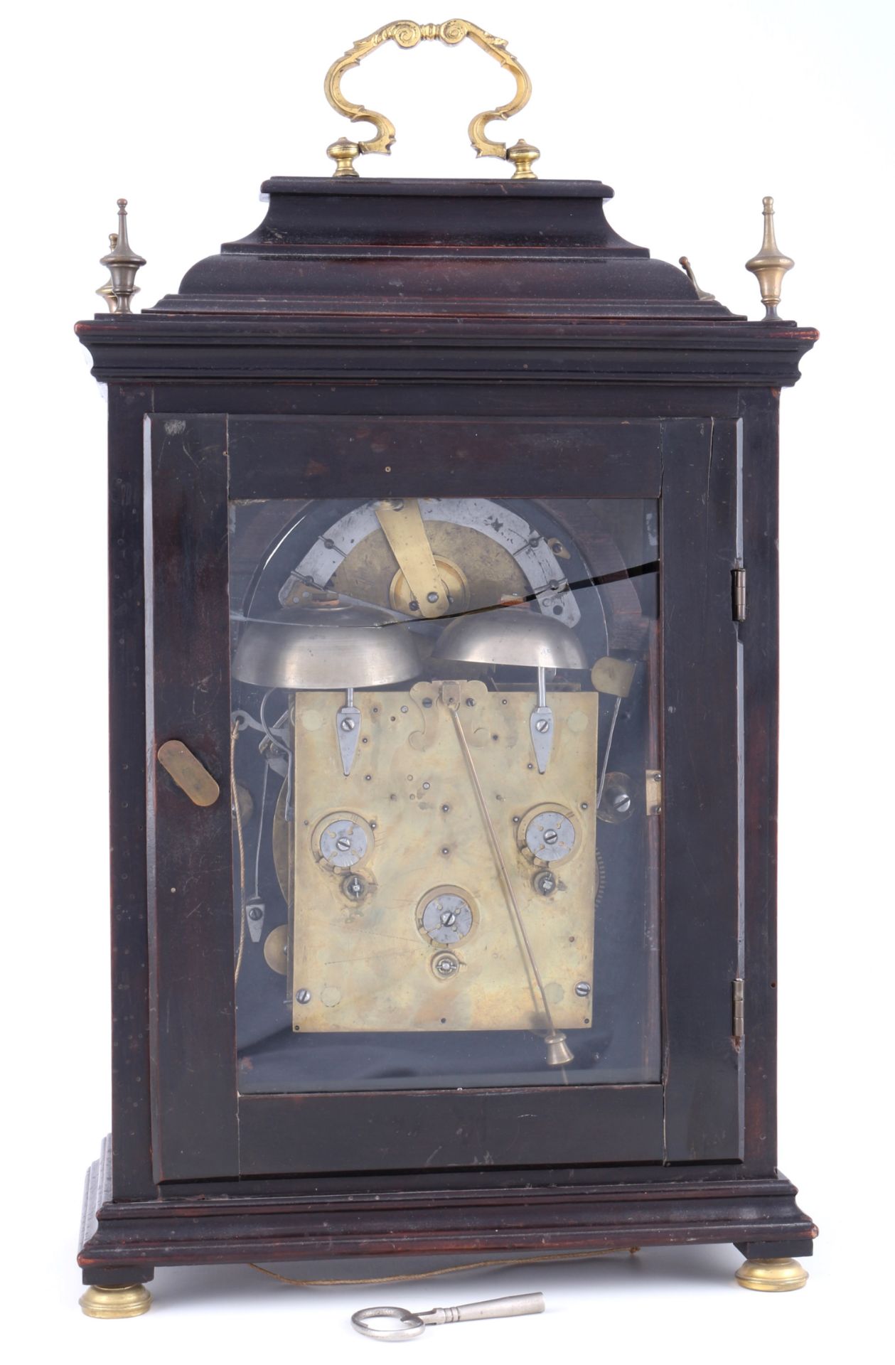 Stockuhr mit Mondphase 18. Jahrhundert, german bracket clock 18th century, - Bild 5 aus 6