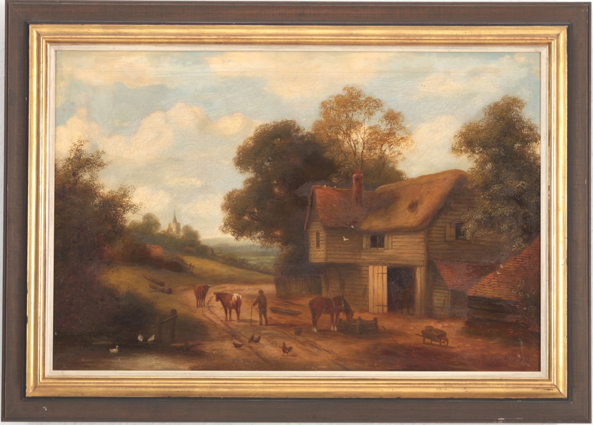 Jacob Jan van der Maaten (1820-1879) Gehöft mit Pferd und Kühen, - Bild 2 aus 4