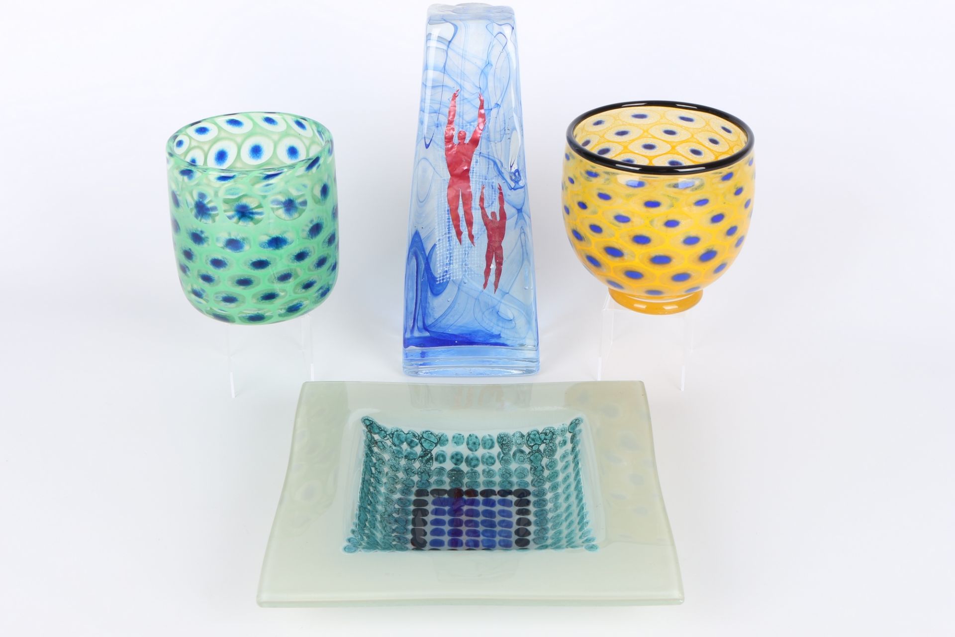 4 Künstlergläser, diverse Künstler, artists glass,