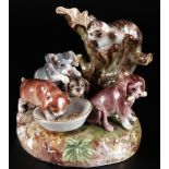 Meissen Figurengruppe Welpen mit Katze 1. Wahl, figure puppies with cat,