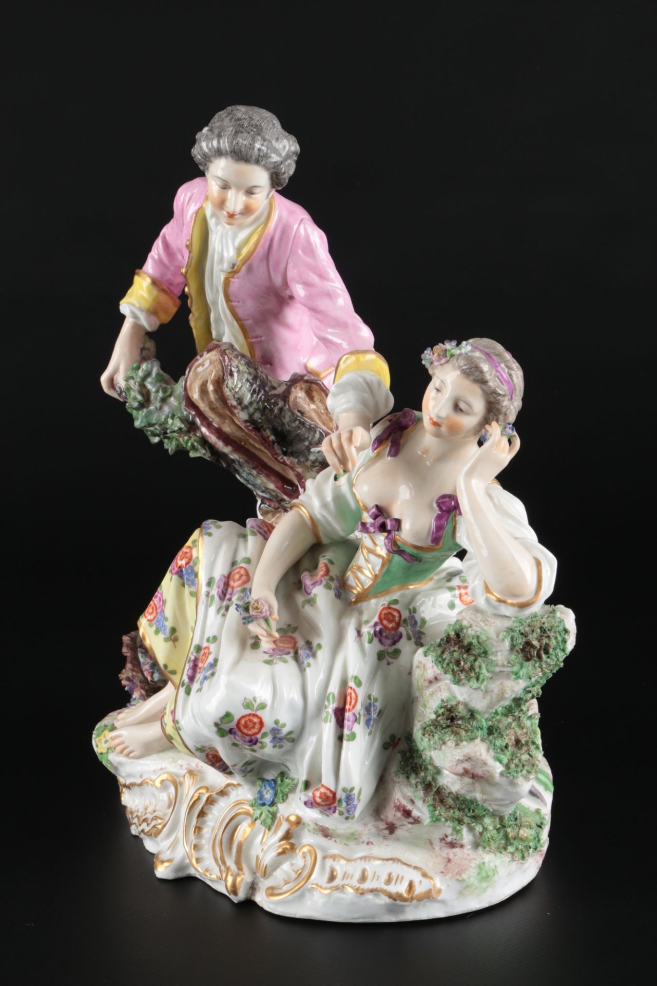 Große romantische Figurengruppe um 1900, romantic couple, - Image 2 of 5