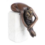 Bruno Bruni (*1935) Bronze Akt Fiora, bronze nude act sculpture,