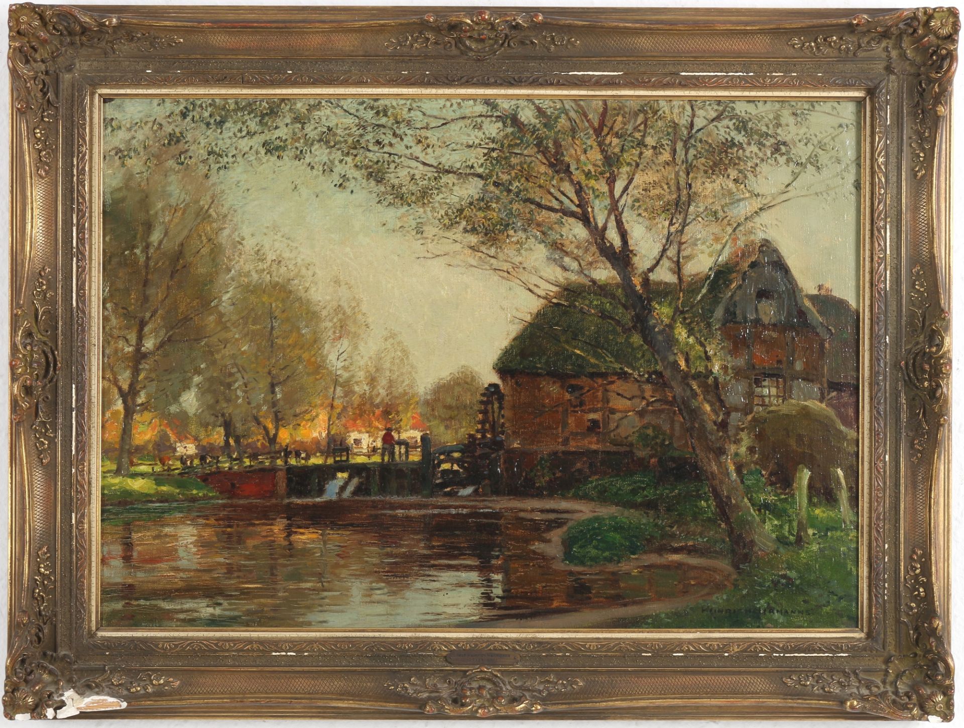 Heinrich Hermanns (1862-1942) niederländische Wassermühle, dutch watermill, - Bild 2 aus 4