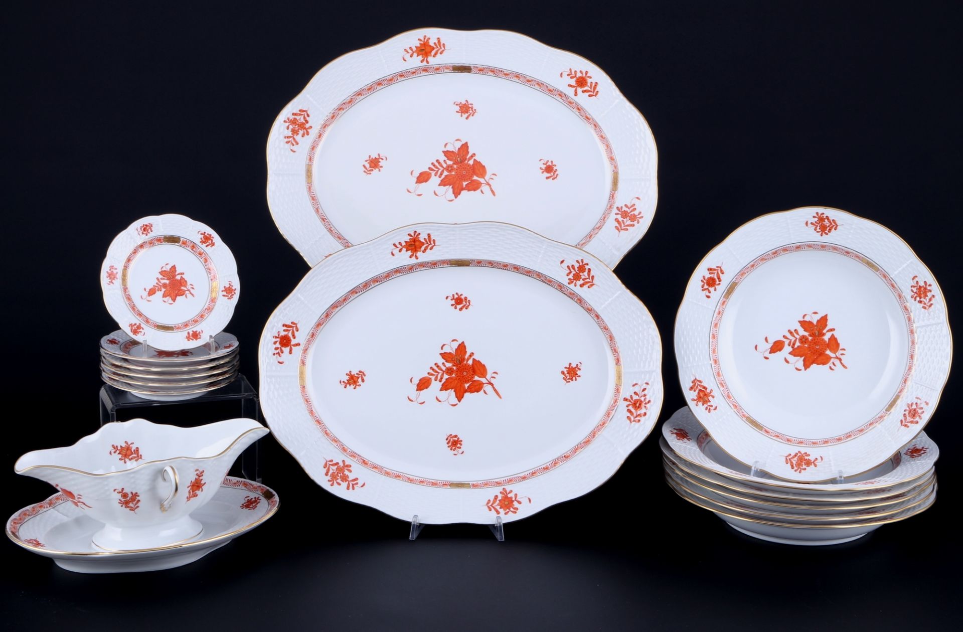 Herend Apponyi Orange 15-teiliges Speiseporzellan, dining porcelain,