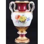 Meissen Schlangenhenkelvase Purpur 1.Wahl, snake handle vase,