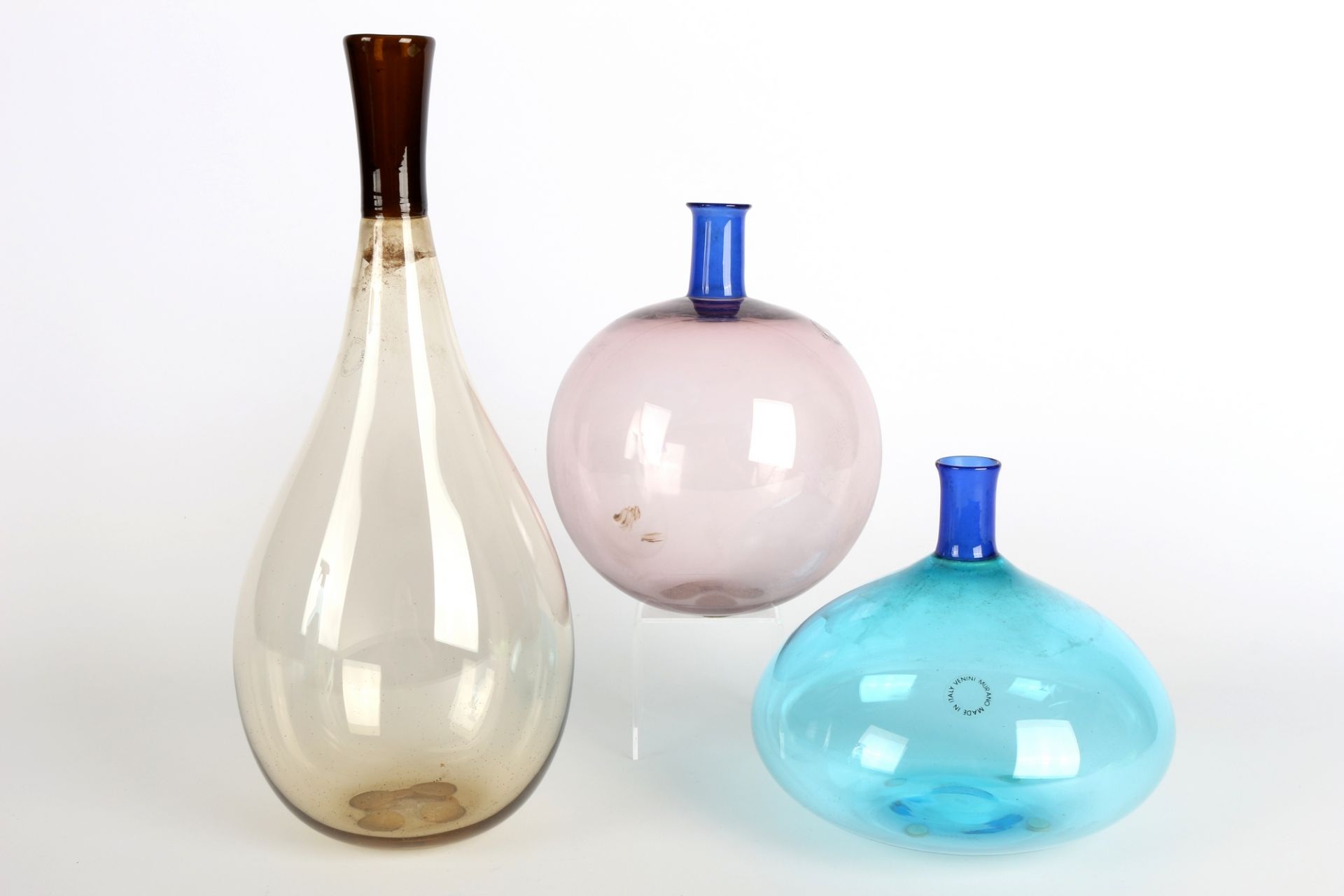 Venini Murano 3 Vasen Coletto, italian vases,