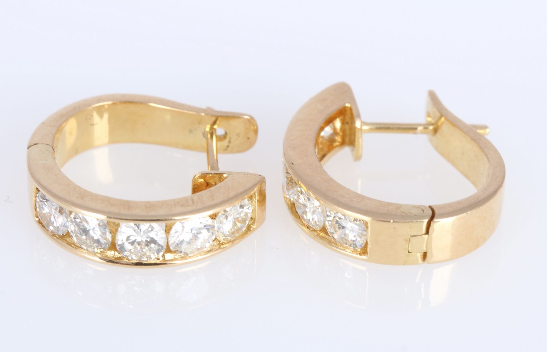 750 Gold Brillant Ohrringe 1,2ct, 18K gold earrings with diamonds, - Bild 3 aus 5