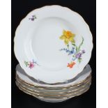 Meissen Blume 6 Suppenteller 1.Wahl, soup plates,