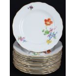 Meissen Blume 12 Speiseteller 1.Wahl, dining plates,