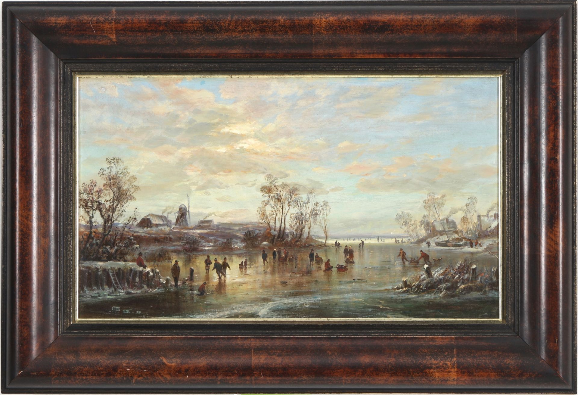 Niederländischer Maler Eisvergnügen, dutch painter, wintry landscape - Bild 2 aus 3