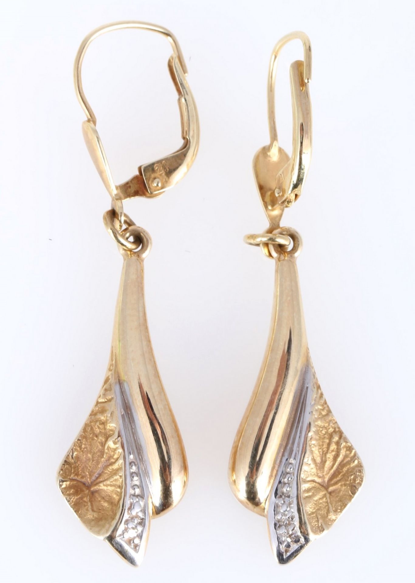 585 Gold Ohrringe mit Diamanten, 14K gold diamond earrings,