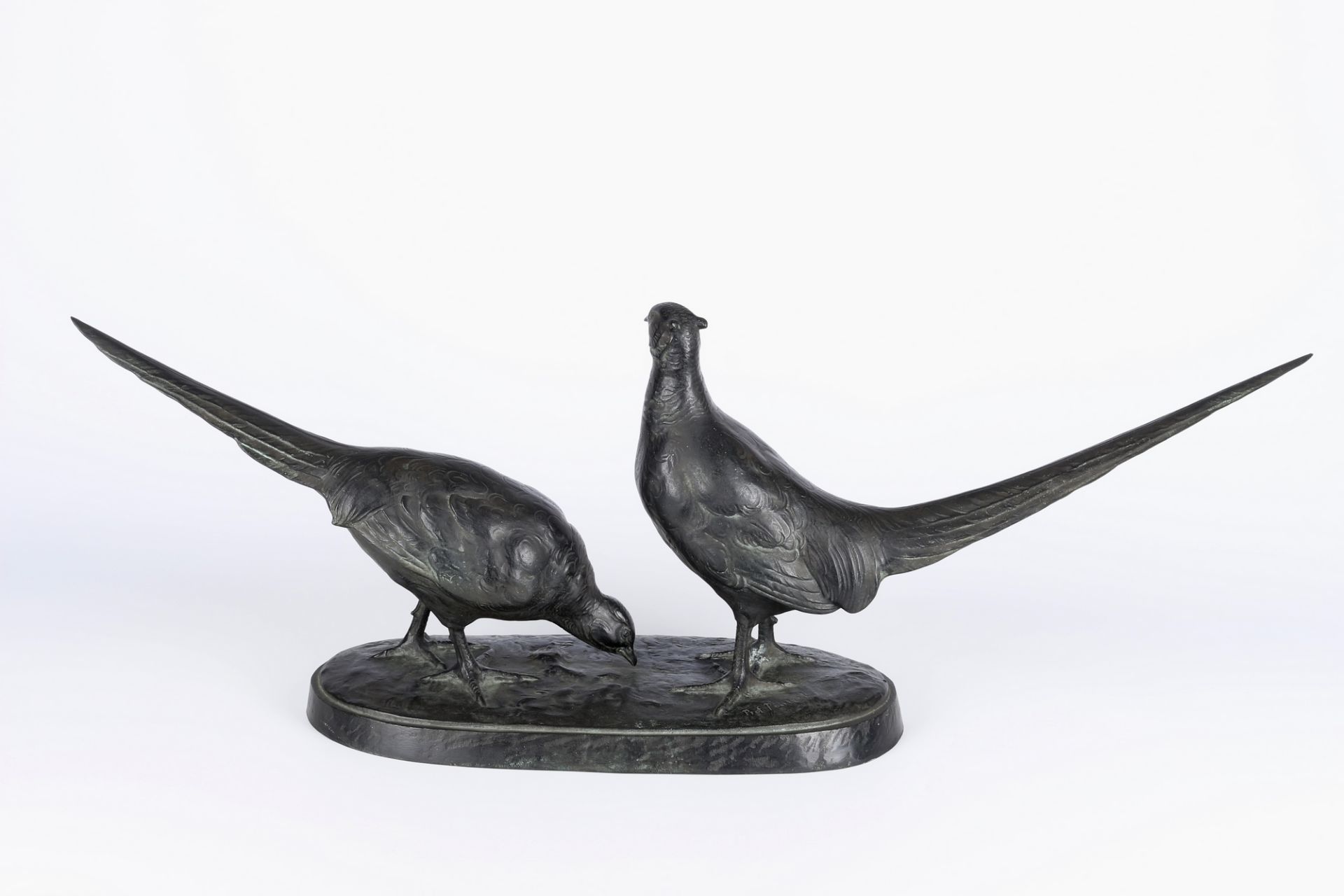 Otto Poertzel (1876-1963) Bronze Fasanenpaar, pair of bronze pheasants, - Image 3 of 6