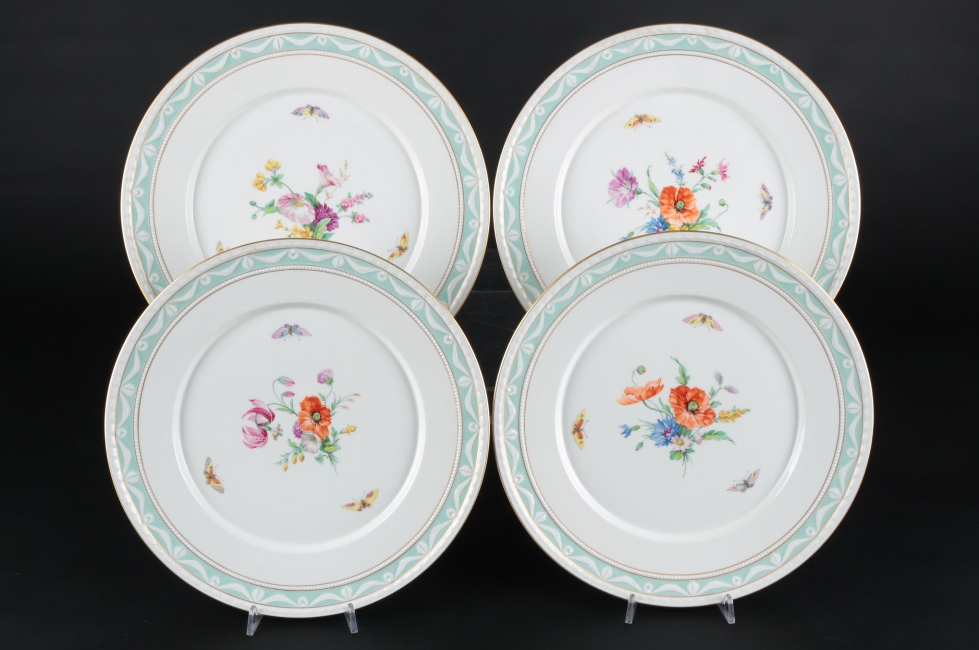 KPM Berlin Kurland Dekor 41 - 4 Gourmetteller D29 cm, 4 gourmet plates,