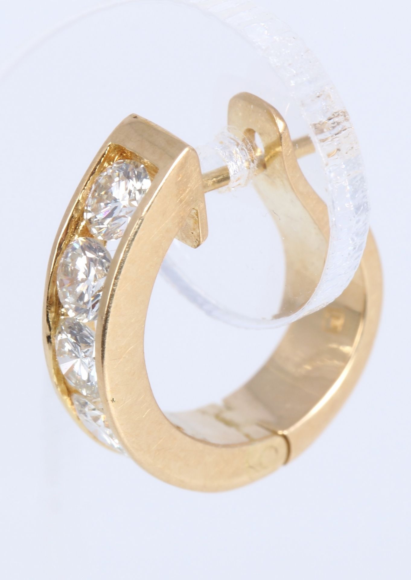 750 Gold Brillant Ohrringe 1,2ct, 18K gold earrings with diamonds, - Bild 2 aus 5