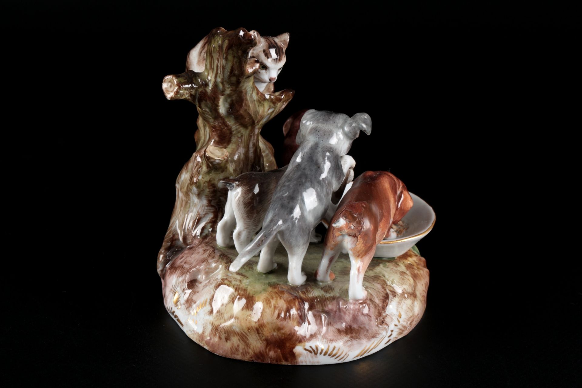 Meissen Figurengruppe Welpen mit Katze 1. Wahl, figure puppies with cat, - Image 4 of 6