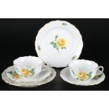 Meissen Gelbe Rose 2 Teegedecke, tea cups,