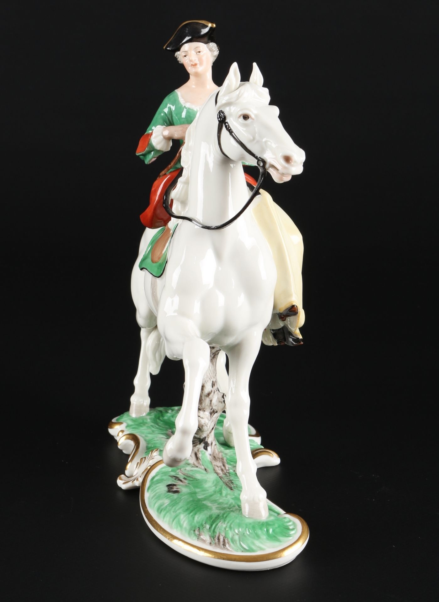 Nymphenburg Rote Jagd Reiterin, horsewoman figure, - Image 2 of 7