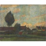 Eugen Kampf (1861-1933) Landschaft mit Dorfansicht, landscape with village view,
