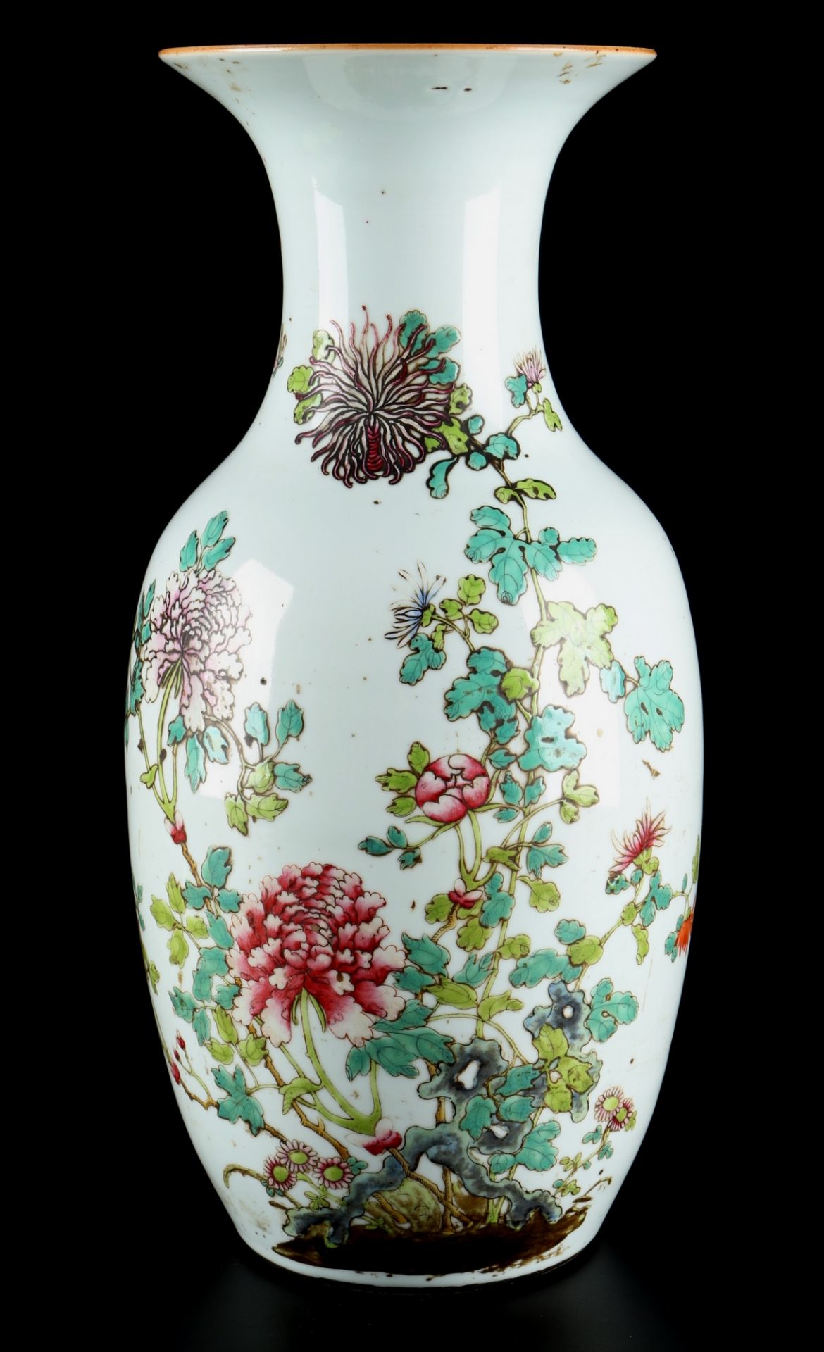 China Vase mit Pfingstrosen Qing-Dynasty um 1900, antique chinese vase,