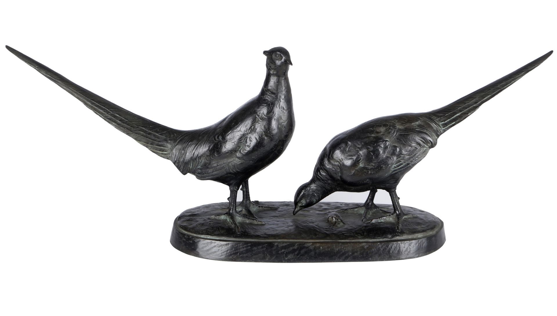 Otto Poertzel (1876-1963) Bronze Fasanenpaar, pair of bronze pheasants,