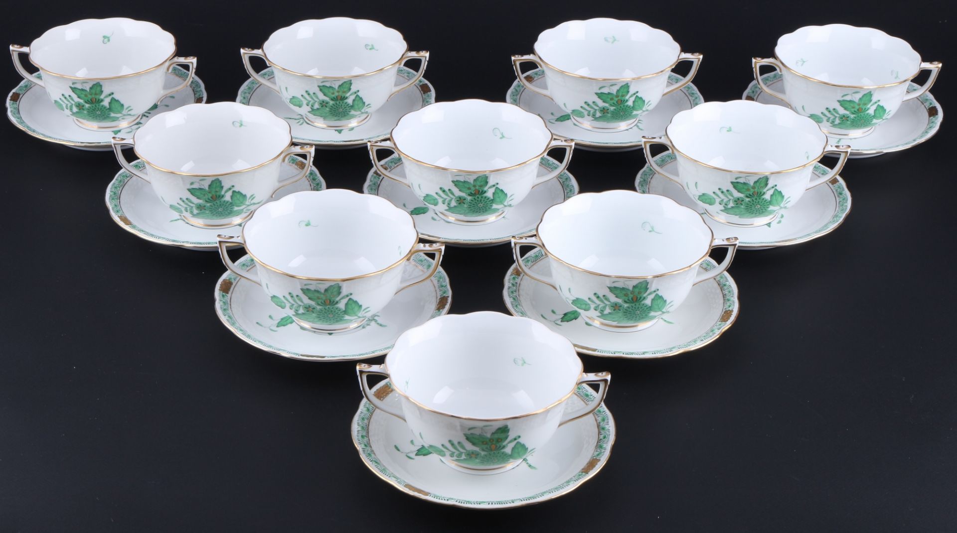 Herend Apponyi Vert 10 Suppentassen, soup cups,