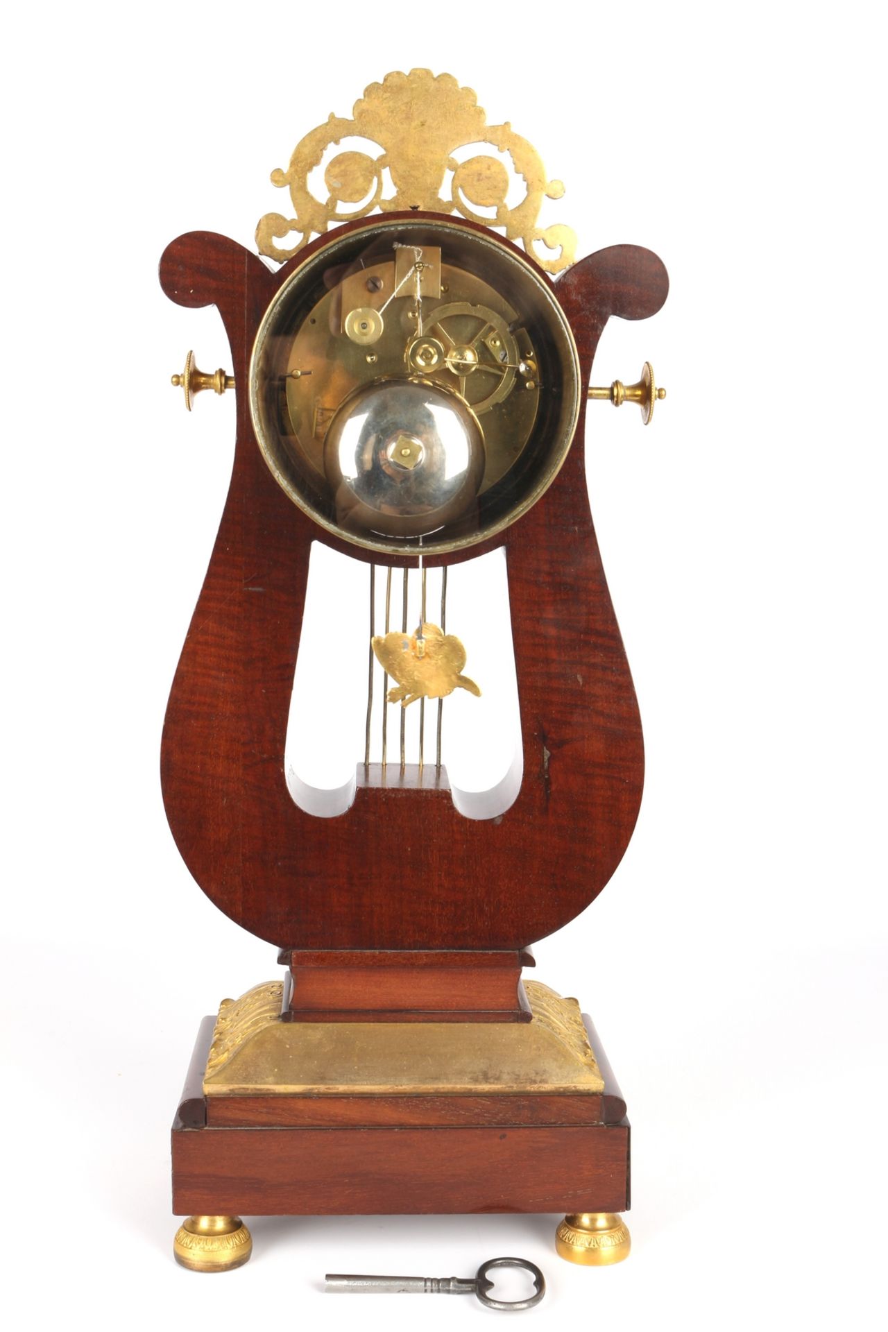 Lyra-Pendule / Kaminuhr, Frankreich um 1820, french lyra mantel clock ca.1820, - Bild 3 aus 4